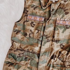 Camo Vest with boho accents